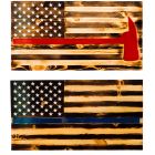 First Responder Handcrafted Wooden Flag, 37" x 20"